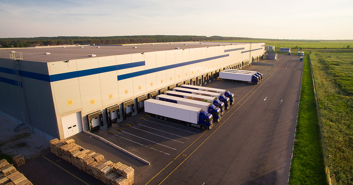 aerial view of a regina SK industrial facility with trucks